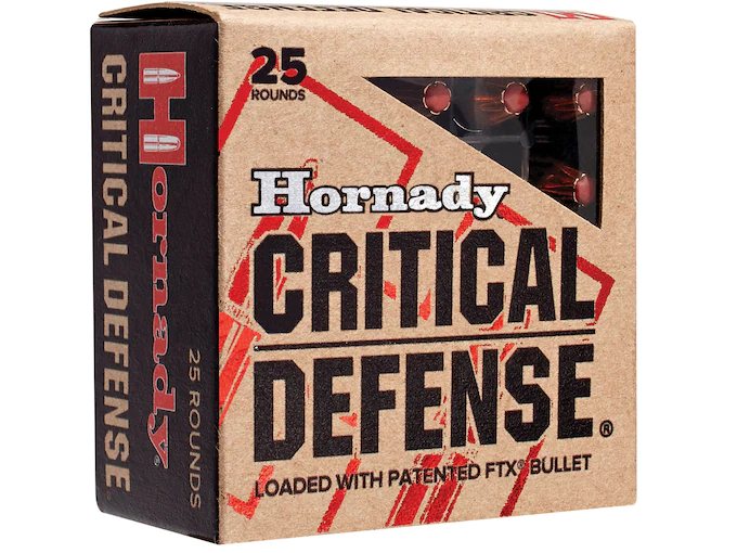 Hornady Critical Defense 9mm Luger Ammo 115 Grain Hornady FTX Polymer Tip Box of 200