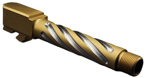 9mm Match Thin Spiral 2 Tone Barrel for Glock 19, Threaded, Gold