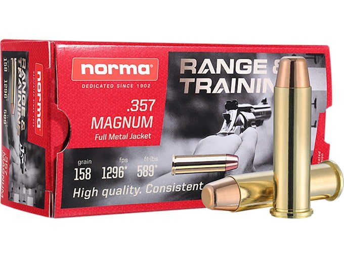 Norma Range & Training 357 Magnum Ammo 158 Grain Full Metal Jacket 500 Rounds