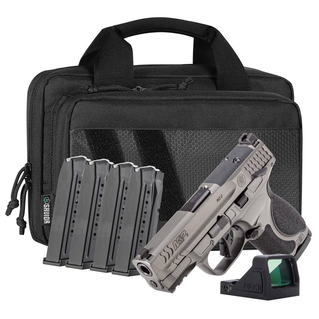 Smith & Wesson M&P9 M2.0 Metal Compact 9mm 3.6" 15-Round Bundle, Tungsten Gray, Viridian RFX11 Green Dot