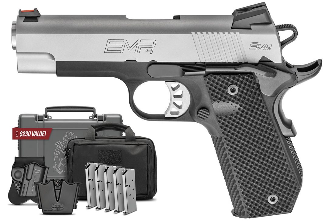 Springfield Armory 1911 EMP 4-Inch 9mm Lightweight Champion Concealed Carry Contour with Instant Gear Up Package