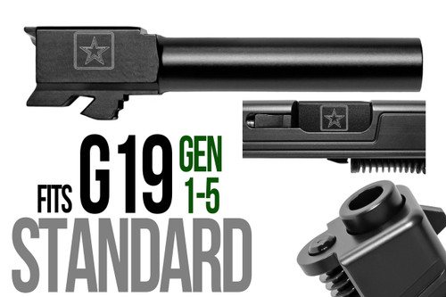Combat Armory 9mm Flush-Fit Barrel for Glock 19, U.S. Army Star Logo