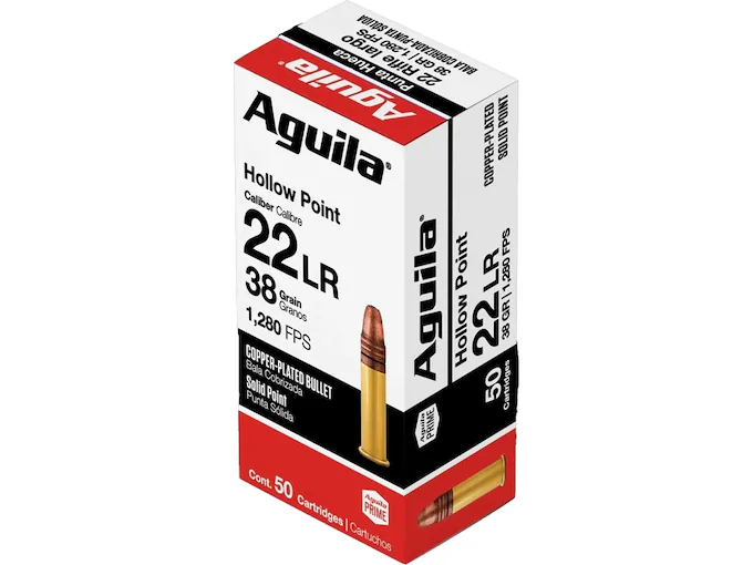 Authentic Aguila Super Extra High Velocity 22LR Ammo 38 Grain Plated Hollow Point