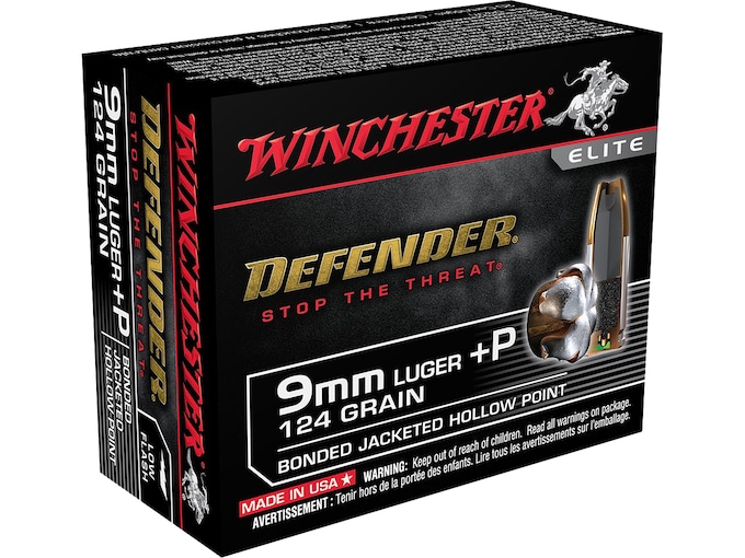 Winchester Defender 9mm Luger +P Ammo 124 Grain Winchester PDX1 Bonded Jacketed Hollow Point 200 rounds - Best Price