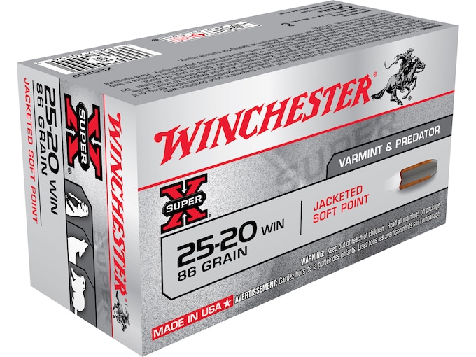Winchester Super X 25-20 WCF Ammo 86 Grain Jacketed Soft Point Box of 50