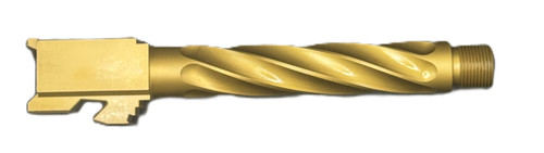 Fits Glock 19 9mm Match Chunky Spiral Fluted Barrel Threaded in Gold - Conway Hunting Supply | Firearms, Ammo & Gear