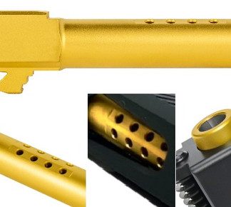 Fits Glock 19 9mm Ported Threaded Barrel in Gold - Conway Hunting Supply | Firearms, Ammo & Gear