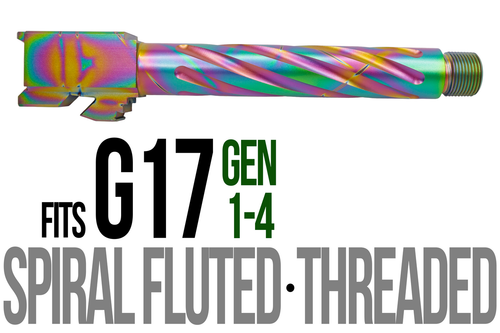 Fits Glock 17 9mm Match Thick Spiral Fluted Barrel in Chameleon - Conway Hunting Supply | Firearms, Ammo & Gear
