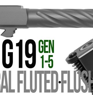 Fits Glock 19 9mm Match Thick Spiral Fluted Barrel 2 Tone in Gold - Conway Hunting Supply | Firearms, Ammo & Gear