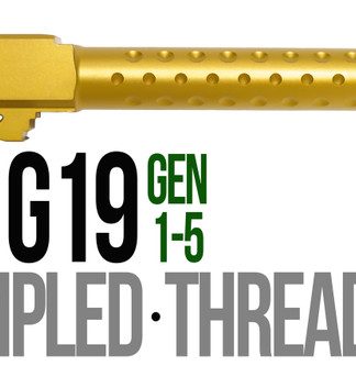 Fits Glock 19 9mm Match 5 Sided Flat Fluted Barrel Threaded in Gold - Conway Hunting Supply | Firearms, Ammo & Gear