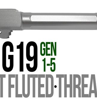 Fits Glock 19 9mm Match Thick Spiral Fluted Barrel Threaded in Flat Gray - Conway Hunting Supply | Firearms, Ammo & Gear